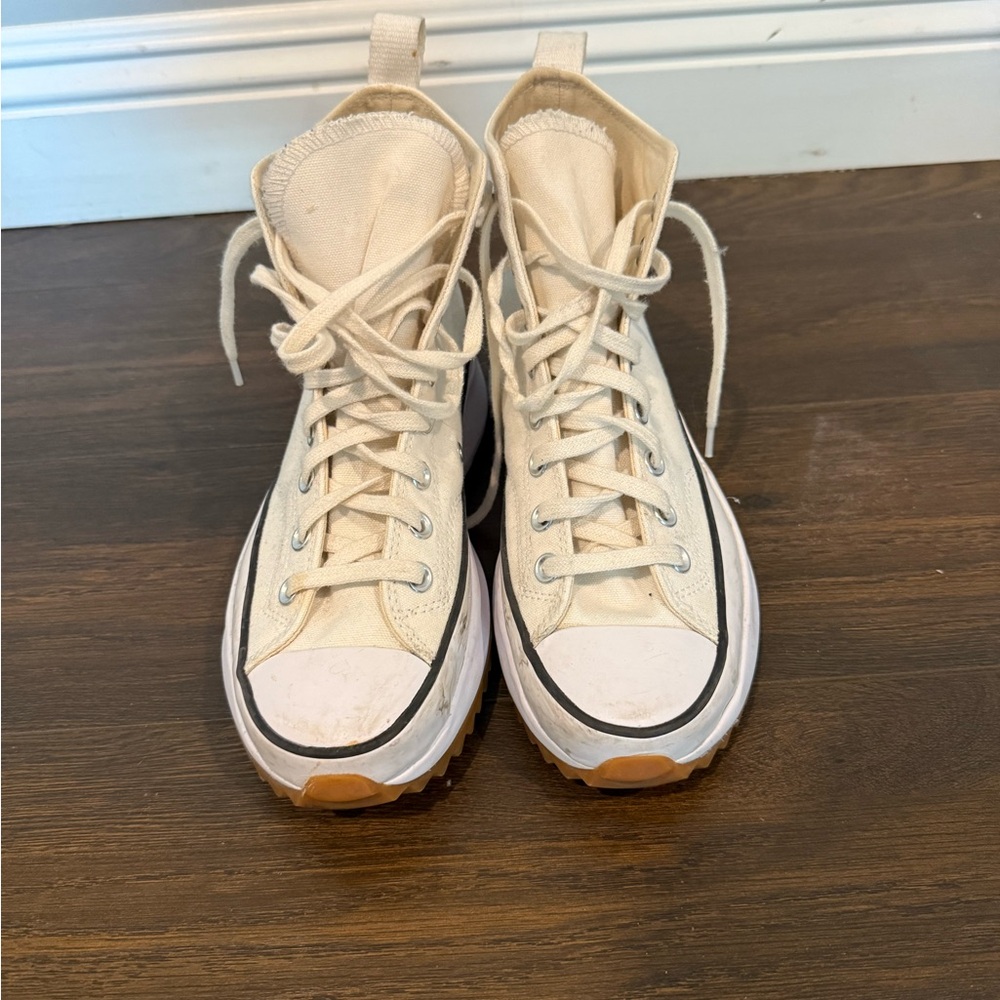 Converse High-Top Sneakers in Cream and White